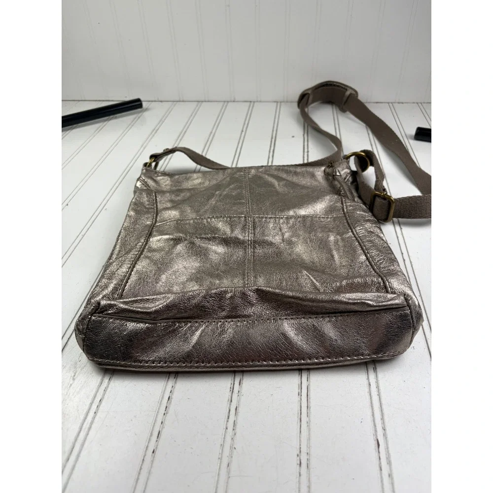 The Sak Vintage Y2K Bronze Metallic Pewter Leather Crossbody Messenger Bag